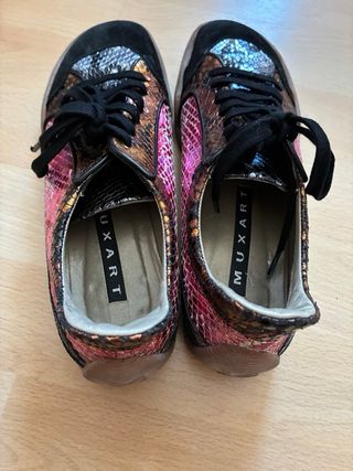 Zapatillas Muxart Piel Serpiente Oro y Rosa