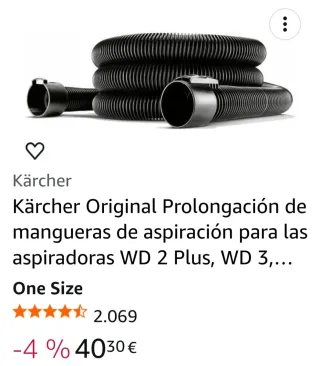 Prolongación manguera para aspiradora