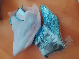 Botines Mujer Fiesta Talla 37 Azul/Plata