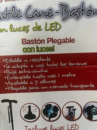 Bastón Plegable con Luz LED y Base 360