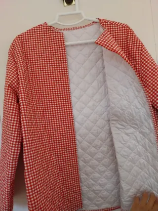 Blazer cuadros rojo y blanco