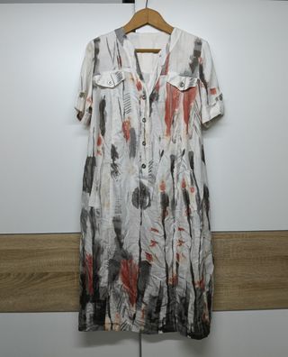 Vestido vintage 100% lino estampado