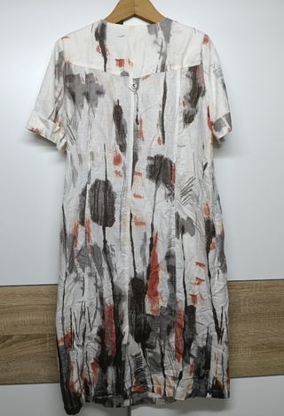 Vestido vintage 100% lino estampado