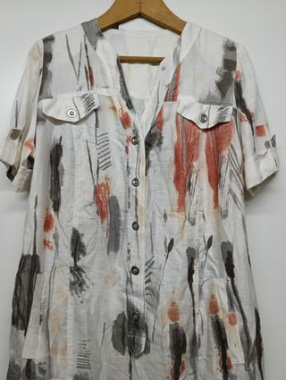 Vestido vintage 100% lino estampado