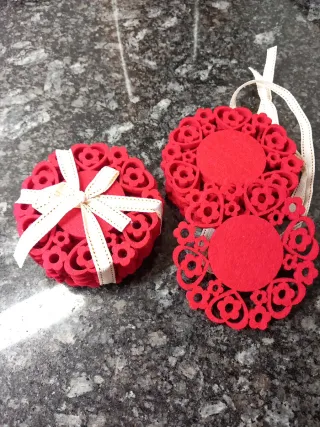 12 posavasos navideños Corazón y Flor