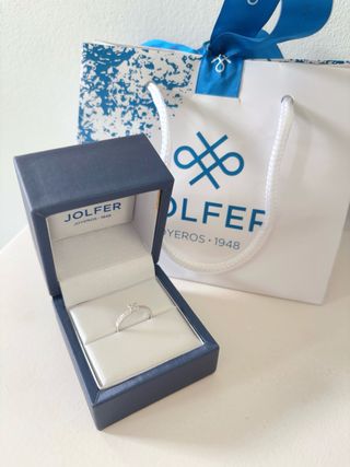 Anillo Solitario Oro Blanco 25 Diamantes