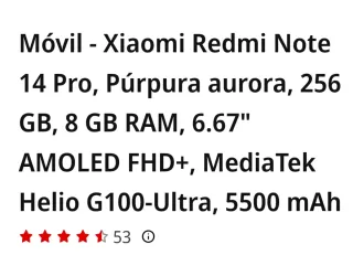 Xiaomi Redmi Note 14 Pro 256GB 8GB Ram, colore mora