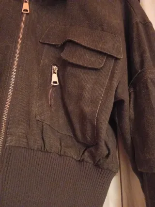 Chaqueta corta tela vaquera fina gris M