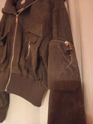 Chaqueta corta tela vaquera fina gris M