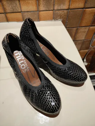 Zapatos marca pitillos piel negro/plata