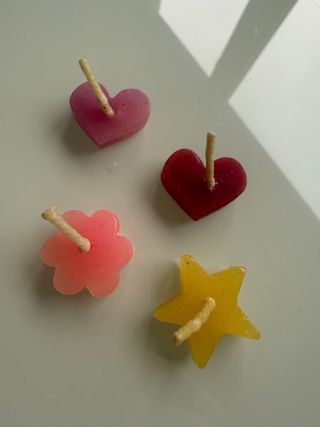 4 Velitas Miniatura Corazón Estrella Flor