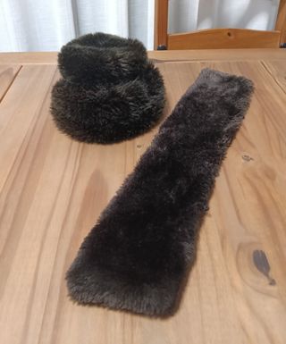 Conjunto invierno pelo sintético marrón