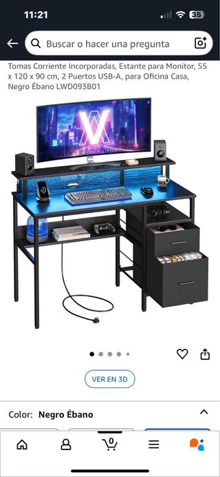 Escritorio Negro con Estante y USB