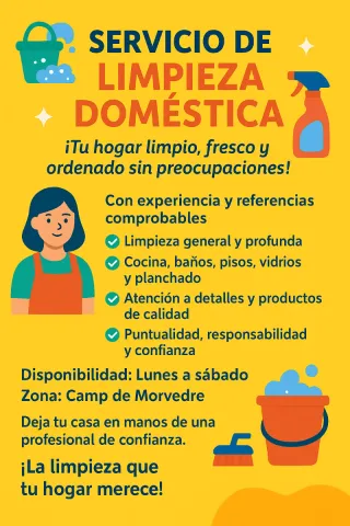 Ofrezco limpieza doméstica de calidad