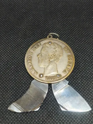 Moneda 5 Pesetas 1871 con Hoja y Lima