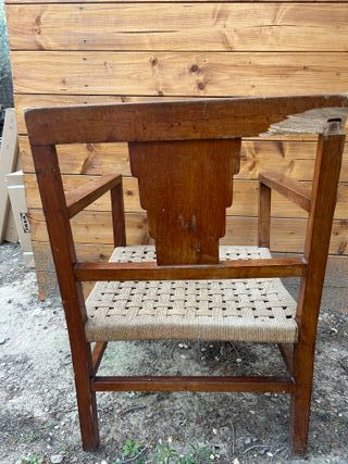 Silla Antigua Asiento Cuerda Reposabrazos