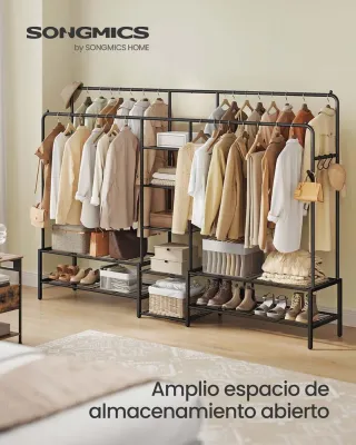 SONGMICS Perchero Armario Abierto con 9 Estantes