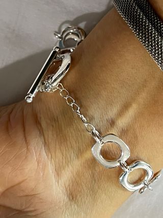 Spettacolare bracciale in argento con maglie quadrate