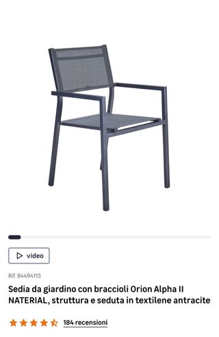 8 Sedie da giardino grigie