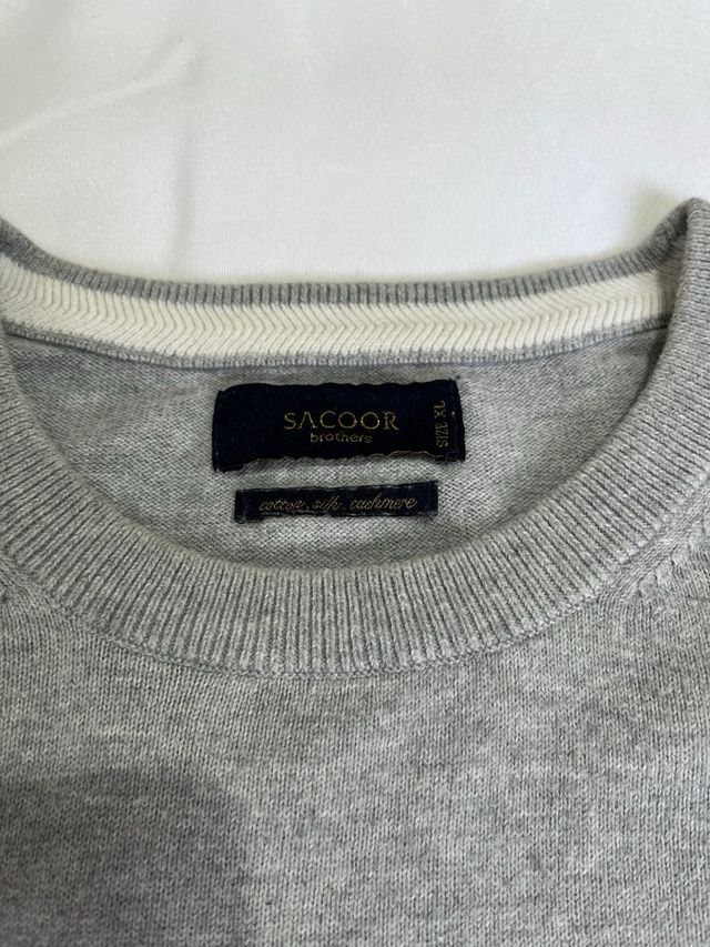 Sacoor Brothers Cashmere Blend Sweater XL Grey Pre