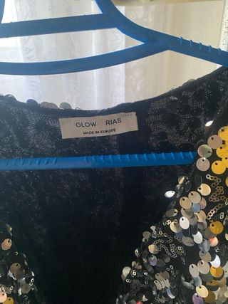 Mono corto fiesta lentejuelas negro y plateado