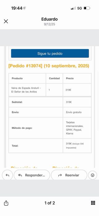 Réplica Oficial Espada y Vaina de Anduril