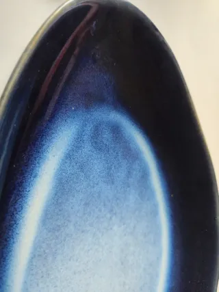 Centro de mesa ovalado cerámica azul