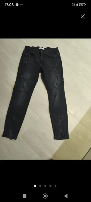 Pantalón Zara Rotos Talla 42 Negro