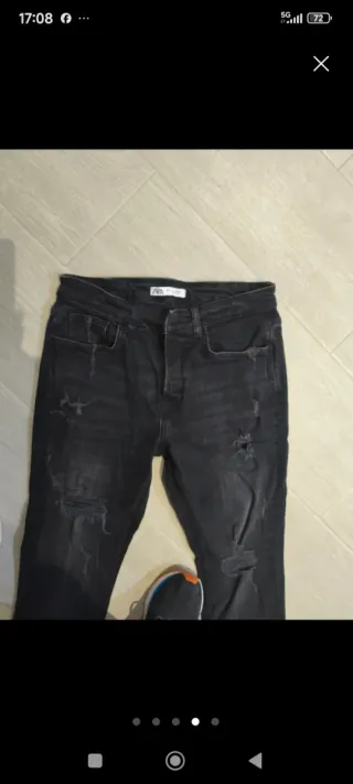 Pantalón Zara Rotos Talla 42 Negro