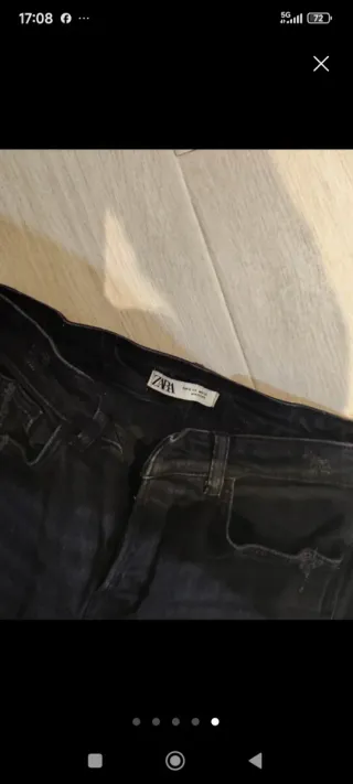 Pantalón Zara Rotos Talla 42 Negro
