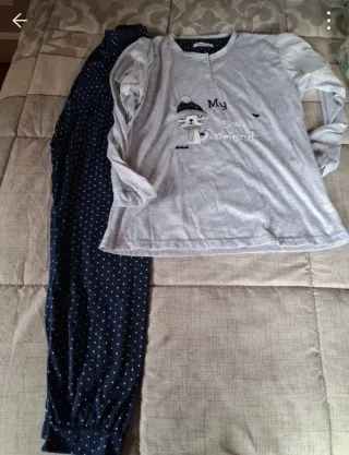 Pijama 2x1 azul y gris