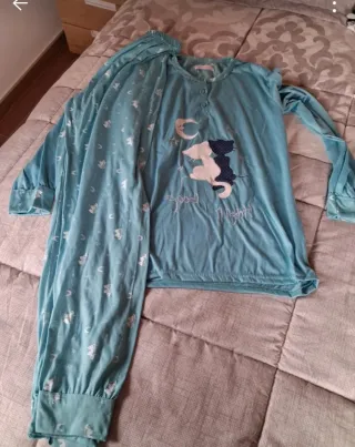 Pijama 2x1 azul y gris