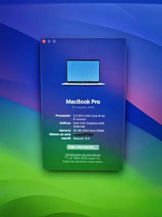 MacBook Pro 15,4 2019 Intel i9 Touch Bar