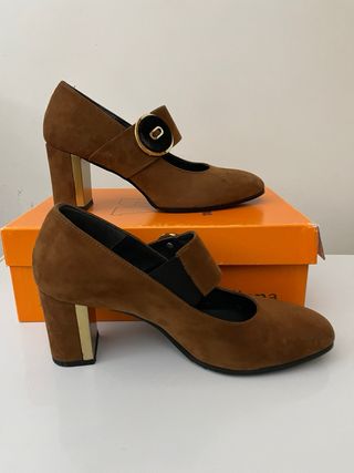 Scarpe Valleverde simil Mary Jane marroni