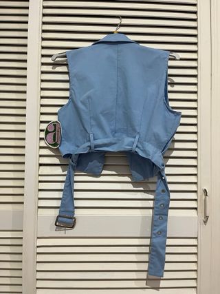 Chaqueta Chaleco azul sin mangas S M con etiqueta
