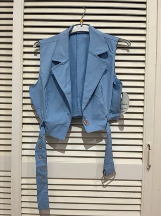 Chaqueta Chaleco azul sin mangas S M con etiqueta