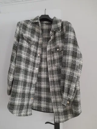 Chaqueta cuadros verde y blanco