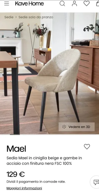 Sedia Kave Home Mael beige