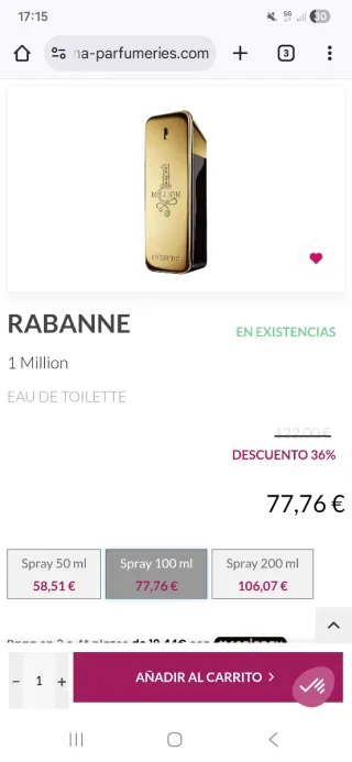 Paco Rabanne Dorado one million