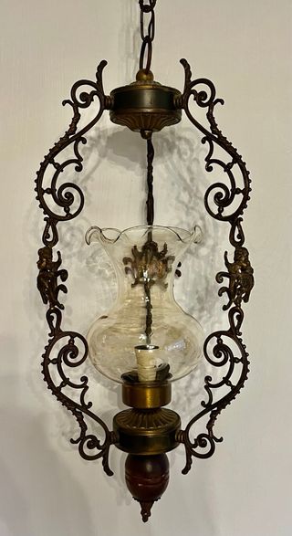 Lampadario sospensione bronzo anni '50