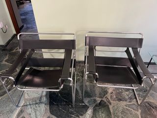 Pareja Sillón Wassily Cuero y Metal