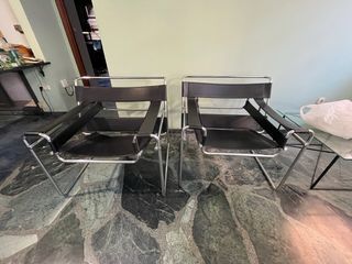 Pareja Sillón Wassily Cuero y Metal