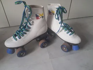 Patines blancos mujer talla 38 bolsa y protectores