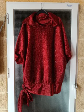 Blusa fiesta brillante roja talla 52