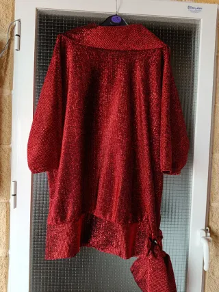 Blusa fiesta brillante roja talla 52