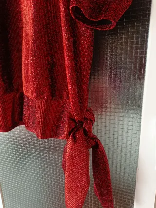 Blusa fiesta brillante roja talla 52