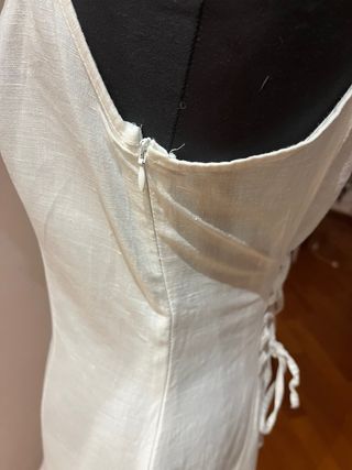 Abito lungo in lino e cotone bianco