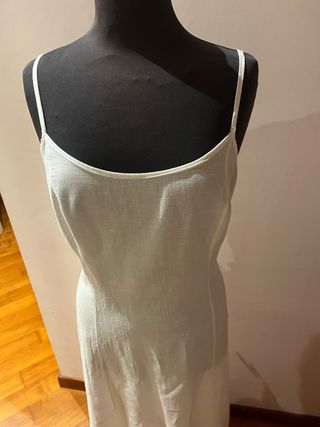 Abito lungo in lino e cotone bianco