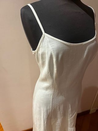 Abito lungo in lino e cotone bianco