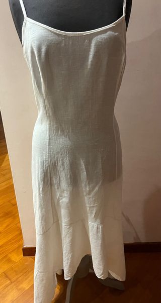 Abito lungo in lino e cotone bianco